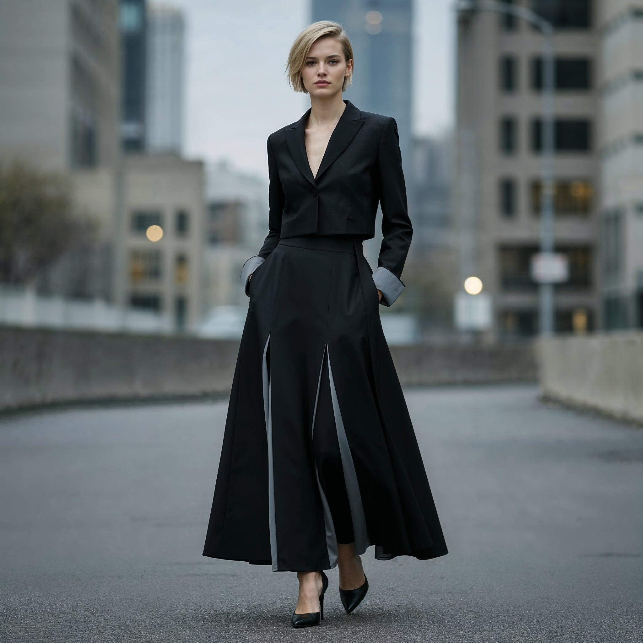 Maxi Skirt - Black and Gray