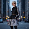 Black and Gray Cotton Ruffle Skirt