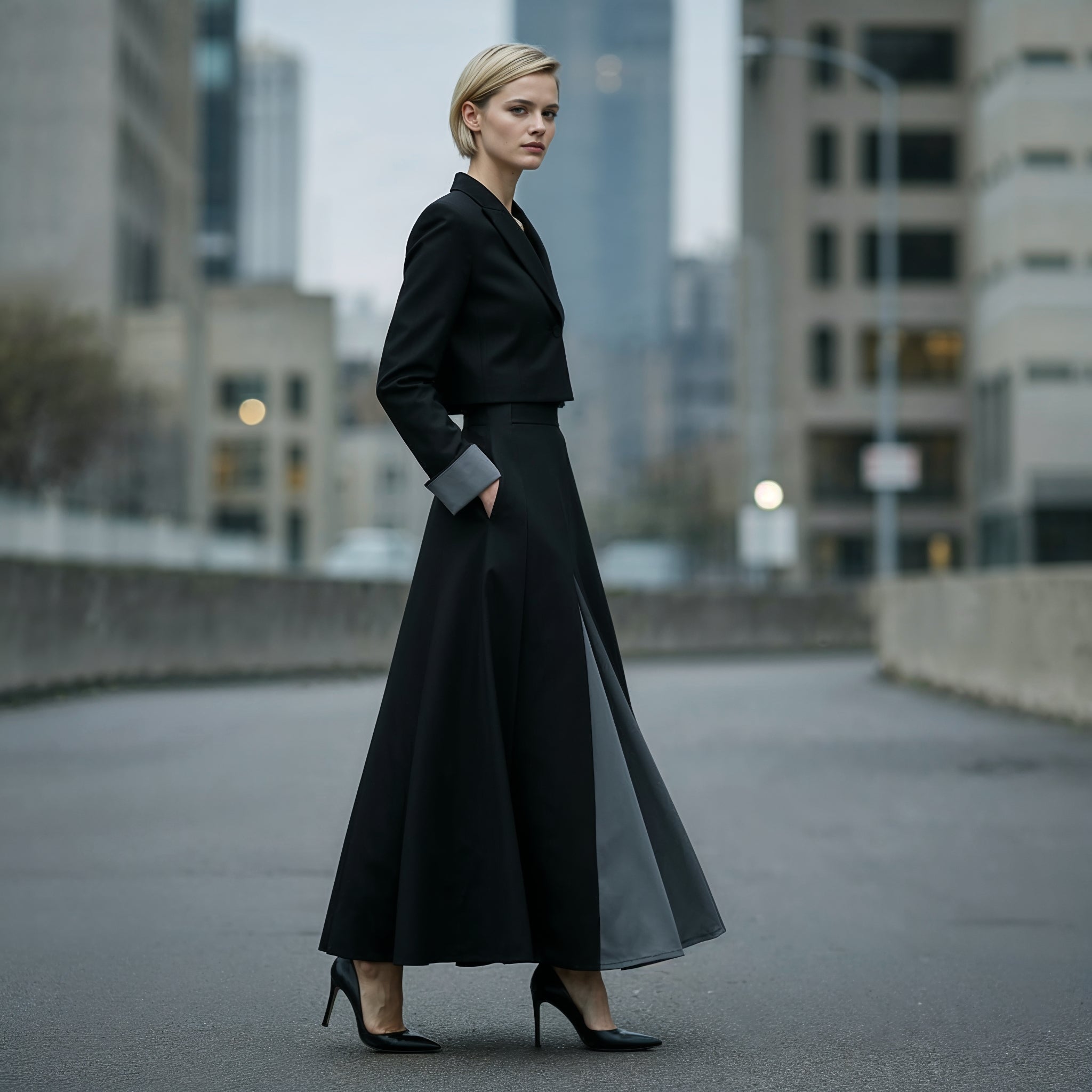 Maxi Skirt - Black and Gray